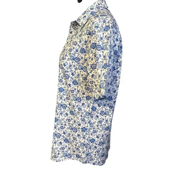 Nick Graham Mens Stretch Modern Fit Short Sleeve Floral Shirt White/Blue S - Picture 4 of 6